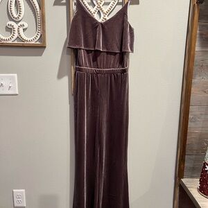 Jack By BB Dakota Taupe Velvet Velour Stretchy Jumpsuit